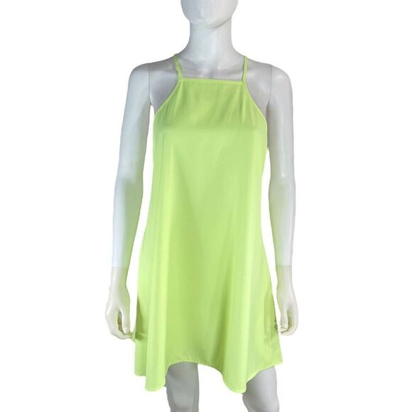 The Fifth Women’s Medium Neon Green Cold Shoulder Mini Dress Open Sheer Back - Picture 6 of 6